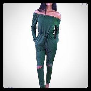 Green Off the shoulder Jumpsuit (Brand New)